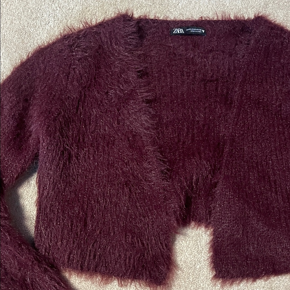 Zara Deep Maroon Fuzzy Sweater